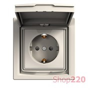Розетка влагозащищенная IP44 с заземлением, кремовый, EPH3100323 Schneider Asfora