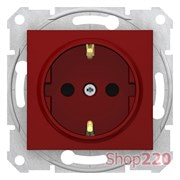 Розетка с заземлением и шторками, красный, Sedna SDN3000341 Schneider