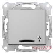 Кнопка "Свет" с синей подсветкой, алюминий, Sedna SDN1800160 Schneider