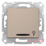 Кнопка "Свет" с синей подсветкой, титан, Sedna SDN1800168 Schneider