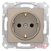 Розетка с заземлением и шторками, титан, Sedna SDN3000168 Schneider