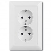 Розетка двойная, белый, ABB 20-02 EUJ-94-507 Basic 55