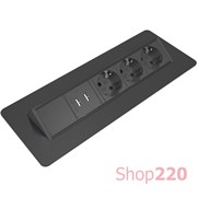 Блок розеток в стол 3х220В + USB, черный, Axessline QuickBox Kondator