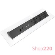 Блок розеток в стол 220В + USB + HDMI + RJ45, белый, Axessline QuickBox Kondator
