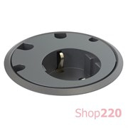 Врезная розетка в стол с кабельными выводами, регулируемая по глубине, черный, Powerdot Kondator