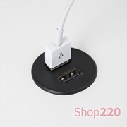 Врезная USB розетка, черный, Powerdot Micro Kondator