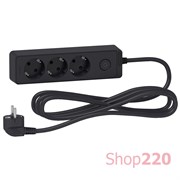 Удлинитель на 3 розетки, шнур 3м, черный, Unica Extend ST9433B Schneider Electric