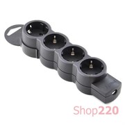 Блок розеток Legrand на 4 гнезда, черный, 695033 Legrand