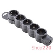 Блок на 5 розеток без шнура, черный, 695038 Legrand