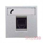 Розетка телефонная RJ12, серебристый, Zenit ABB N2217.6 PL