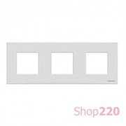 Рамка 3 поста, стекло белое, Zenit ABB N2273 CB