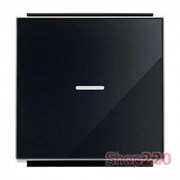 Клавиша одинарная с подсветкой, черное стекло, Sky ABB 8501.3 CN