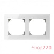 Рамка 2 поста, белое стекло, Sky ABB 8572 CB