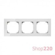 Рамка 3 поста, белое стекло, Sky ABB 8573 CB