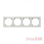 Рамка 4 поста, белое стекло, Sky ABB 8574 CB