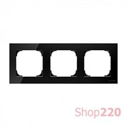Рамка 3 поста, черное стекло, Sky ABB 8573 CN