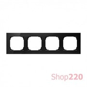 Рамка 4 поста, черное стекло, Sky ABB 8574 CN