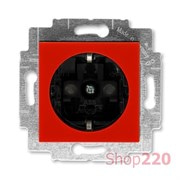 Розетка с заземлением и шторками, красный, Levit ABB 5520H-A03457 65