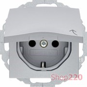 Розетка со шторками и крышкой, алюминий, S.1 Berker 47441404