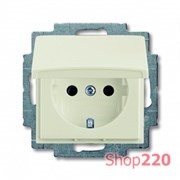 Розетка с заземлением и крышкой, белый шале, ABB 20 EUK-96-507 Basic 55