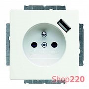 Розетка электрическая + USB для подзарядки, белый, ABB 20 EUCBUSB-94-507 Basic 55