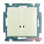 Выключатель 2-клавишный с подсветкой, белый шале, ABB 2006/5 UCGL-96-507 Basic 55
