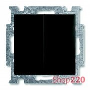 Выключатель 2-клавишный с подсветкой, черный шато, ABB 2006/5 UCGL-95-507 Basic 55