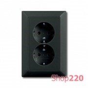 Розетка двойная, черный шато, ABB 20-02 EUJ-95-507 Basic 55