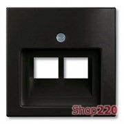 Накладка для двойной компьютерной розетки, черный шато, ABB 1803-02-95-507 Basic 55