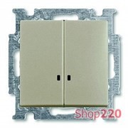 Выключатель 2-клавишный с подсветкой, шампань, ABB 2006/5 UCGL-93-507 Basic 55