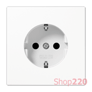 Розетка с заземлением, белый, пластик, Jung LS1520WW