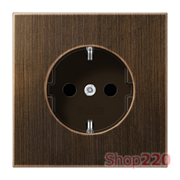 Розетка с заземлением, античная латунь, металл, Jung ME1520AT