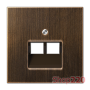 Накладка компьютерной розетки RJ45, двойная, античная латунь, металл, Jung ME2969-2UAAT