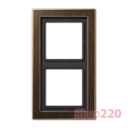 Рамка 2 поста, античная латунь, Jung LS Design (металл) MED2982AT