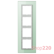 Рамка 4 поста, салатовое стекло, Jung LS Plus (стекло) LSP984GLAS