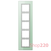 Рамка 5 постов, салатовое стекло, Jung LS Plus (стекло) LSP985GLAS