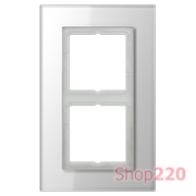 Рамка 2 поста, белое стекло, Jung LS Plus (стекло) LSP982GLWW