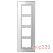 Рамка 4 поста, белое стекло, Jung LS Plus (стекло) LSP984GLWW