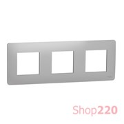 Рамка 3-постовая, алюминий, Unica New Schneider NU200630