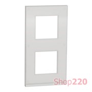 2 постовая рамка вертикальная Unica Pure белое стекло, Unica New Schneider NU6004V85