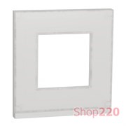 Рамка 1-постовая, горизонтальная, белое стекло / белый, Unica New Schneider NU600285