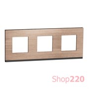 Рамка 3-постовая, горизонтальная, дуб / антрацит, Unica New Schneider NU600684