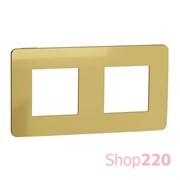 Рамка 2-постовая, золото / бежевый, Unica New Schneider NU280460