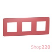 Рамка 3-постовая, красная / белый, Unica New Schneider NU280613