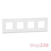 Рамка 4-постовая, горизонтальная, матовое стекло / белый, Unica New Schneider NU600889