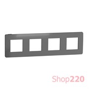 Рамка 4-постовая, никель / антрацит, Unica New Schneider NU280853