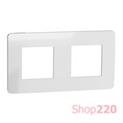 Рамка 2-постовая, хром / белый, Unica New Schneider NU280455