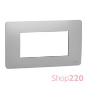 Рамка 4-модульная, алюминий, Unica New Schneider NU210430