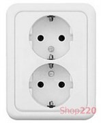 Розетка двойная в сборе с рамкой, белый, Polo Regina 13003403