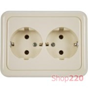 Розетка двойная в сборе с рамкой, слоновая кость, Polo Regina 13003402